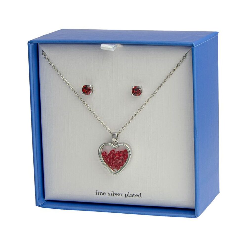 The Skyline Collection January Birthstone Red Garnet Heart Jewelry Set - Picture 7 of 9